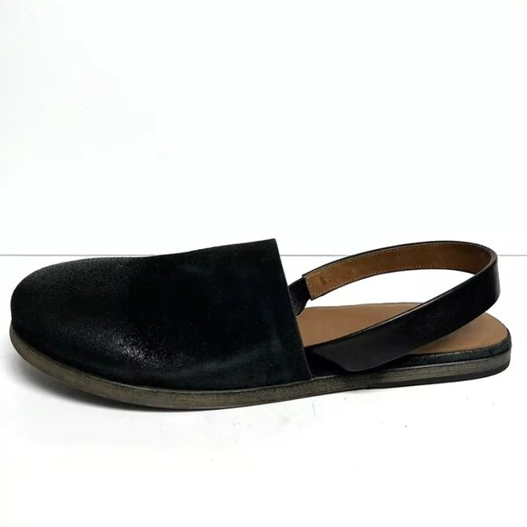Marsell Women's Marcella, Black Leather Slingback, Size EUR 43, US 13M